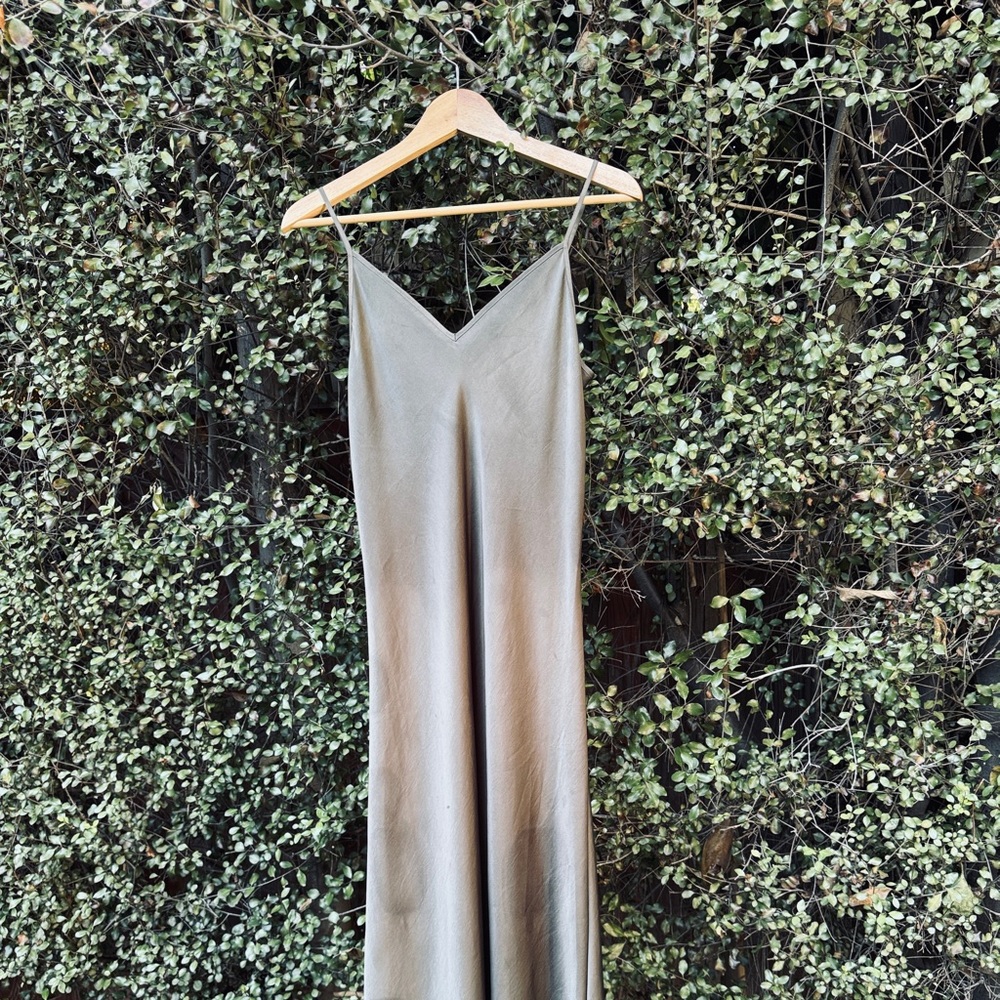 All Saints Dark Olive Slip Dress